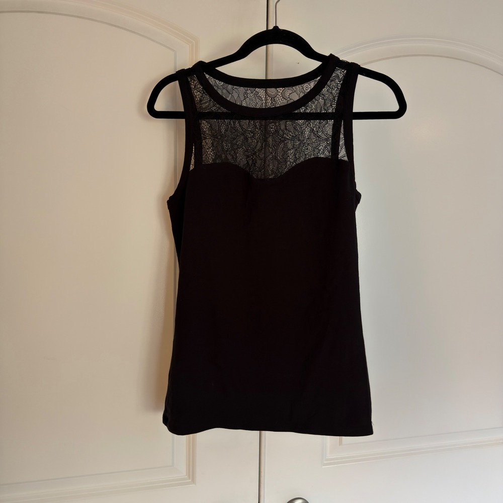 Express Black Lace Yoke Sleeveless Top Sweetheart Neckline Racerback Small